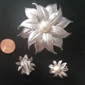 Elegant Silver Flower Jewelry Set